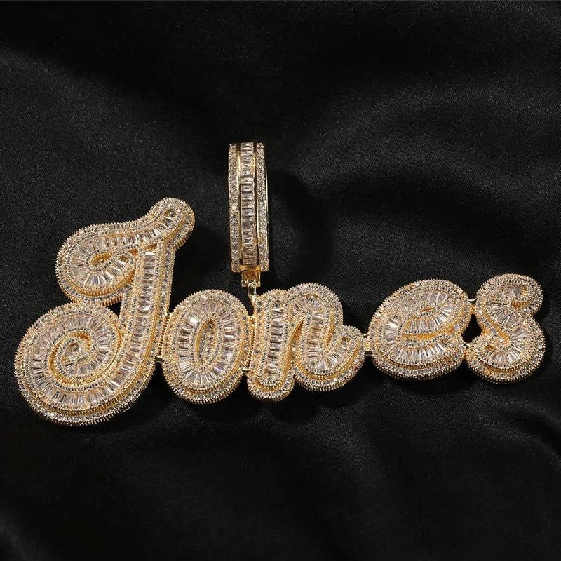 Hiphop Iced out Baguette Customized Name Necklace