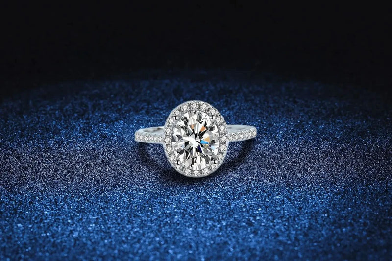 Oval Cut Halo 1 Carat Moissanite Solitaire Ring