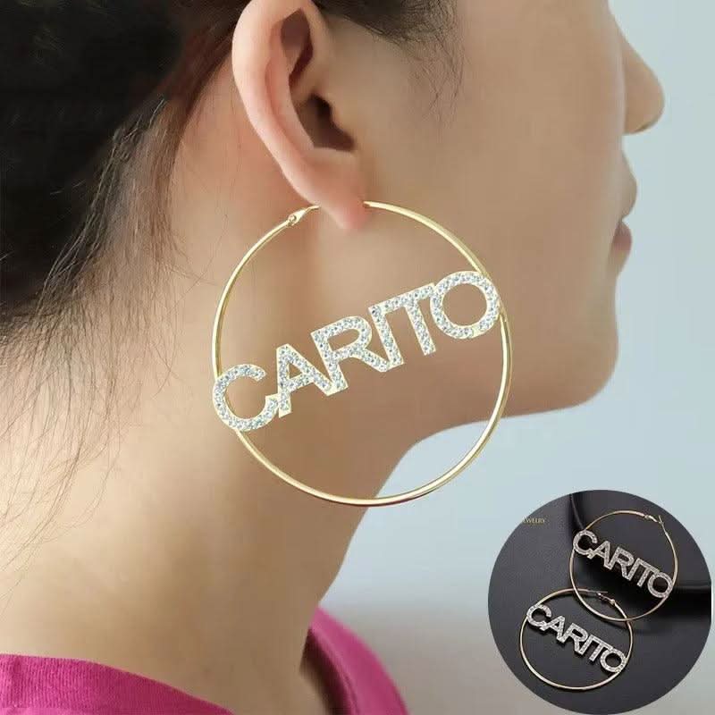 Custom CZ Hoop Earrings with Name