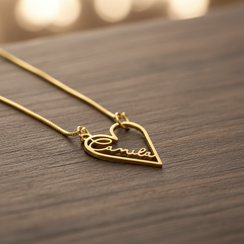 Minimilist Tiny Heart Name Necklace