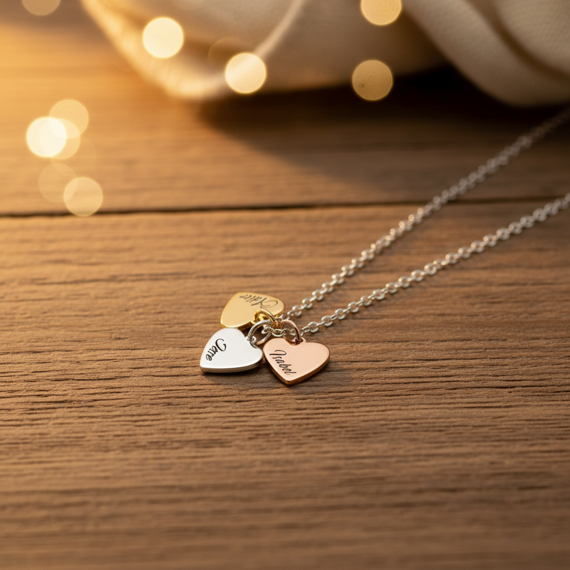 1–5 Minimalist Hearts Name Necklace