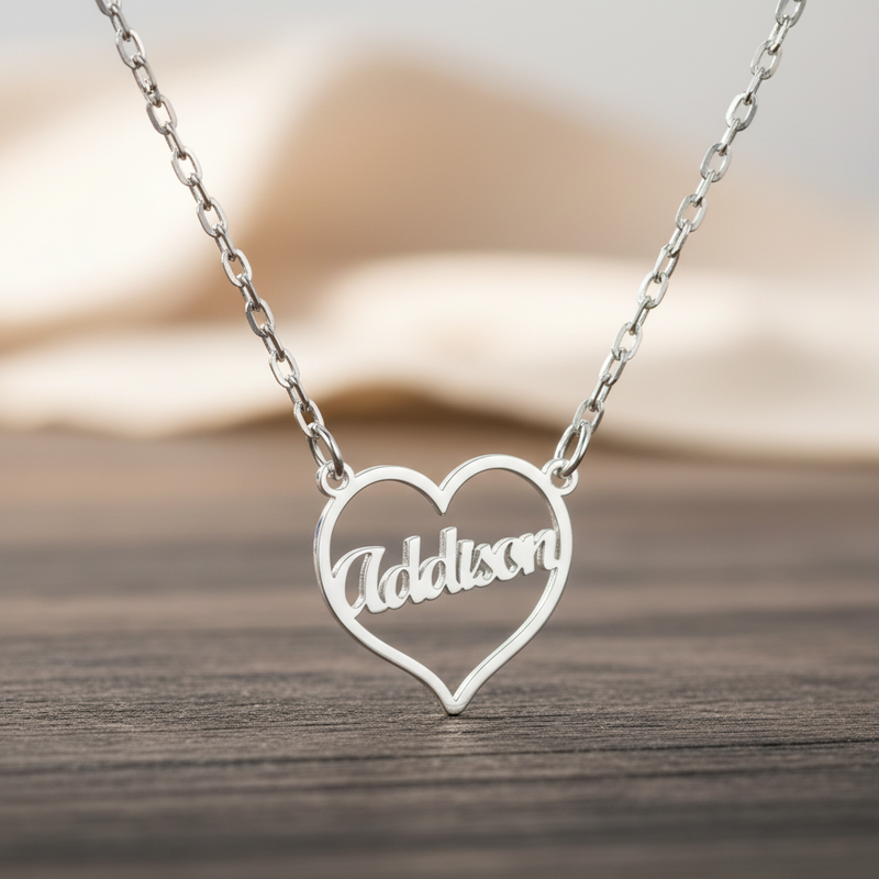 Personalized Heart Name Necklace by Sairahaz Jewelers