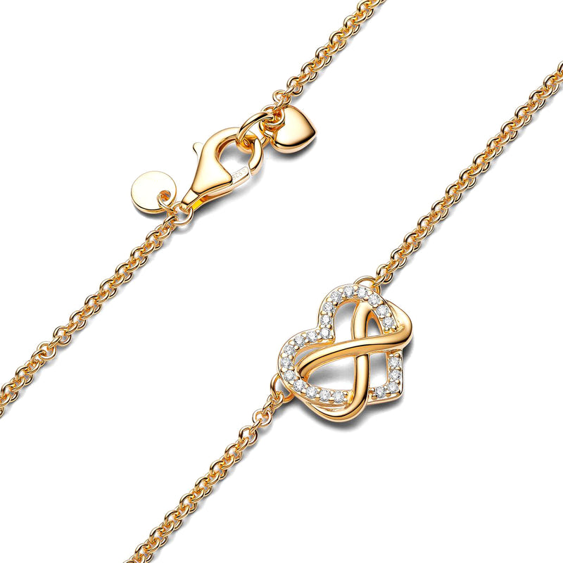 Sairahaz Infinity CZ Heart Pendant Necklace Set with Earrings