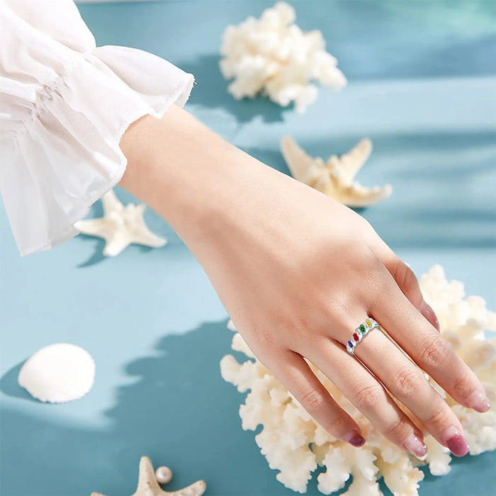 Birthstone with Names Ring for Mother