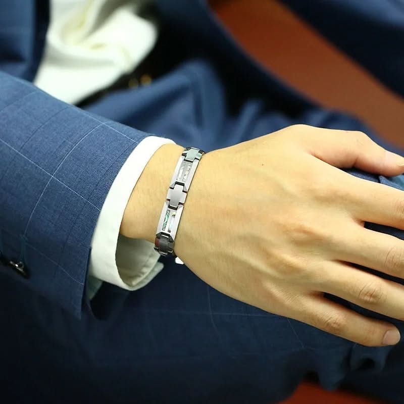 Men Tungsten Carbide Magnetic Abalone Shell Bracelet