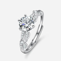 Round cut 1 carat moissanite solitaire ring in sterling silver