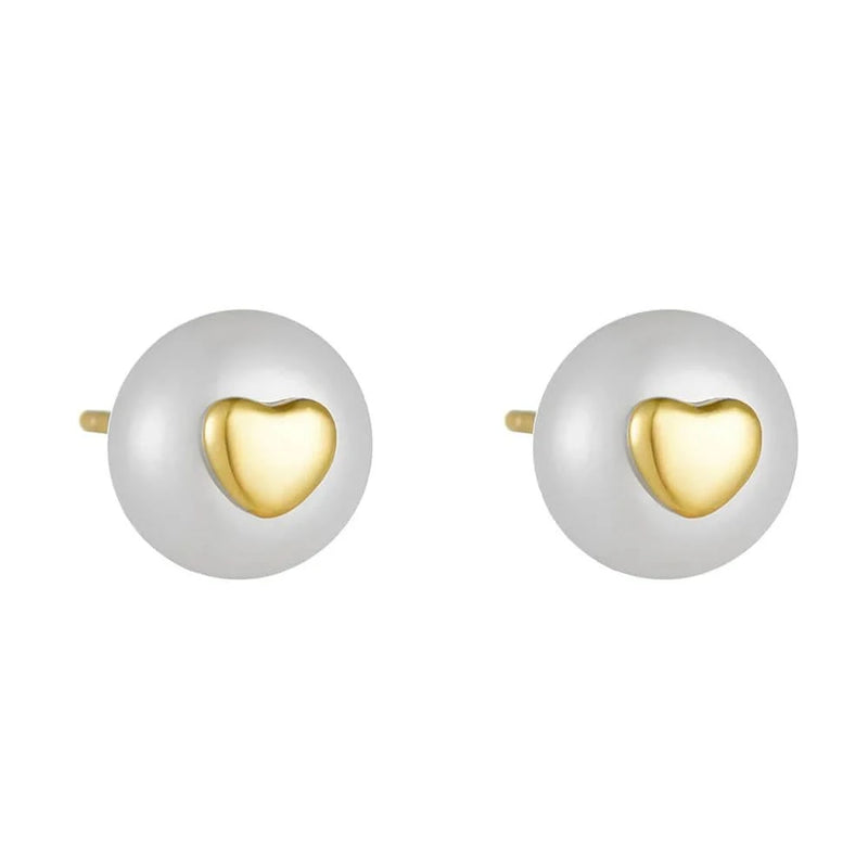Heart-Shaped Freshwater Pearl Stud Earrings