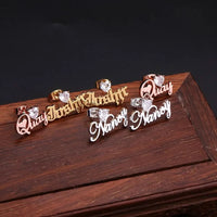 Heart CZ Birthstone Custom Name Earrings Stud - view 1