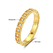 18K Gold Ring Box Style Band with Moissanite Stones - view 5