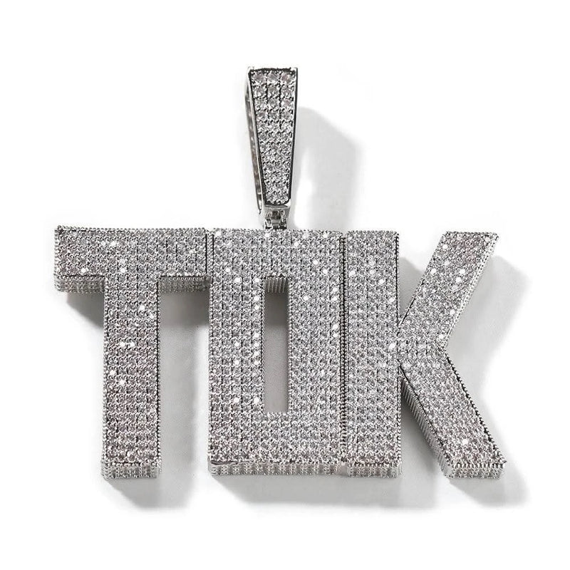 CZ 3D Block Font Men's Name Necklace