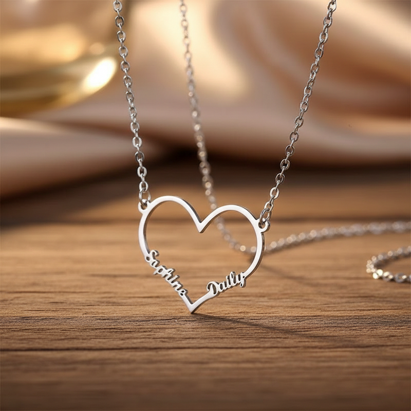Big Heart Two Name Necklace