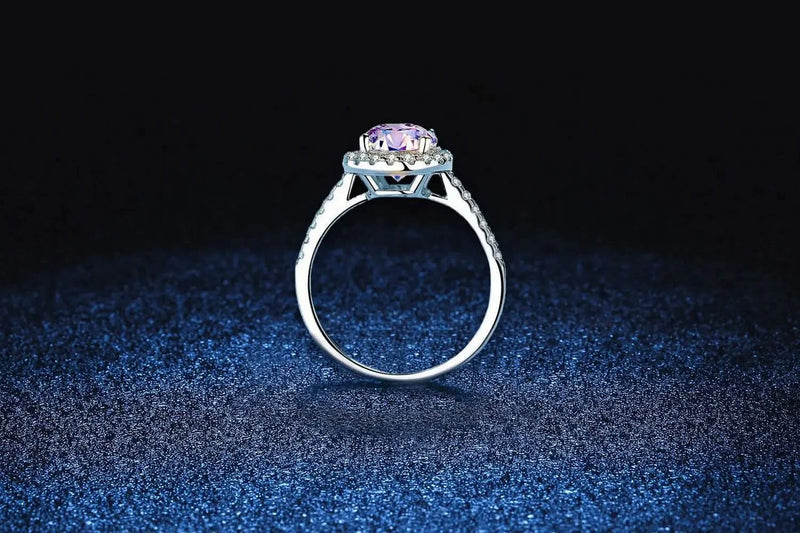 Oval Cut Halo 1 Carat Moissanite Solitaire Ring