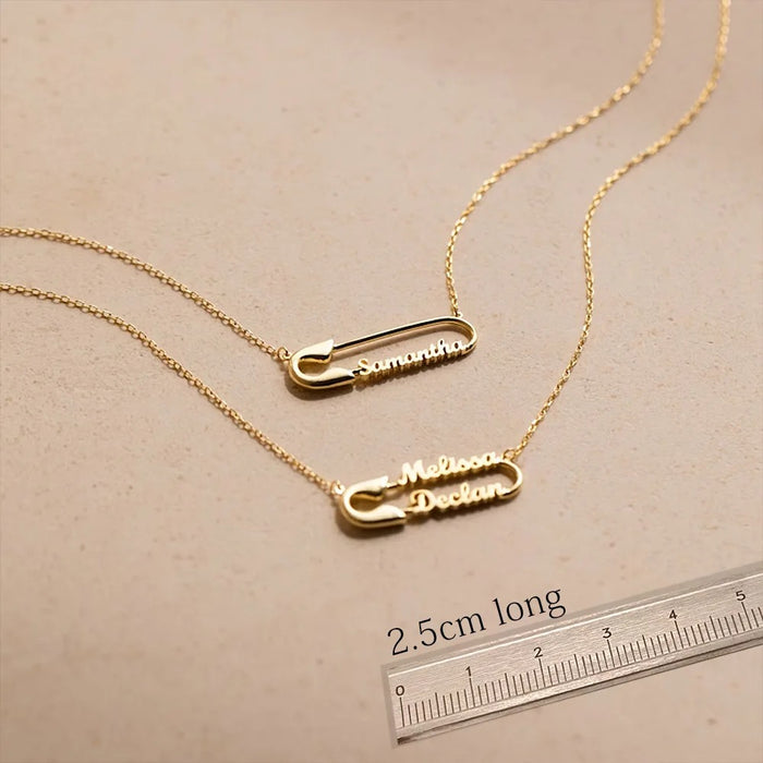 Sairahaz Jewelers Custom Safety Pin Name Necklace