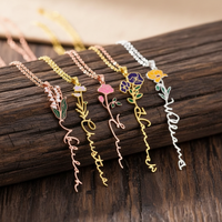 Birth Flower Name Necklace