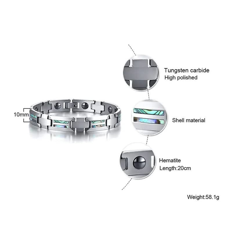 Men Tungsten Carbide Magnetic Abalone Shell Bracelet