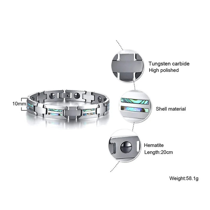 Men Tungsten Carbide Magnetic Abalone Shell Bracelet
