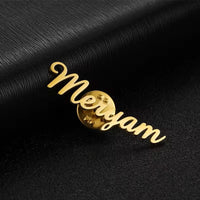 Custom name brooch pin in polished gold or silver finish