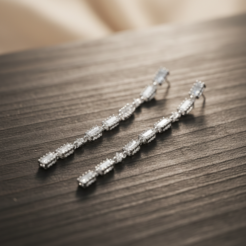 CZ Dangling Earrings – Sterling Silver 925, Minimalist Drop Earrings