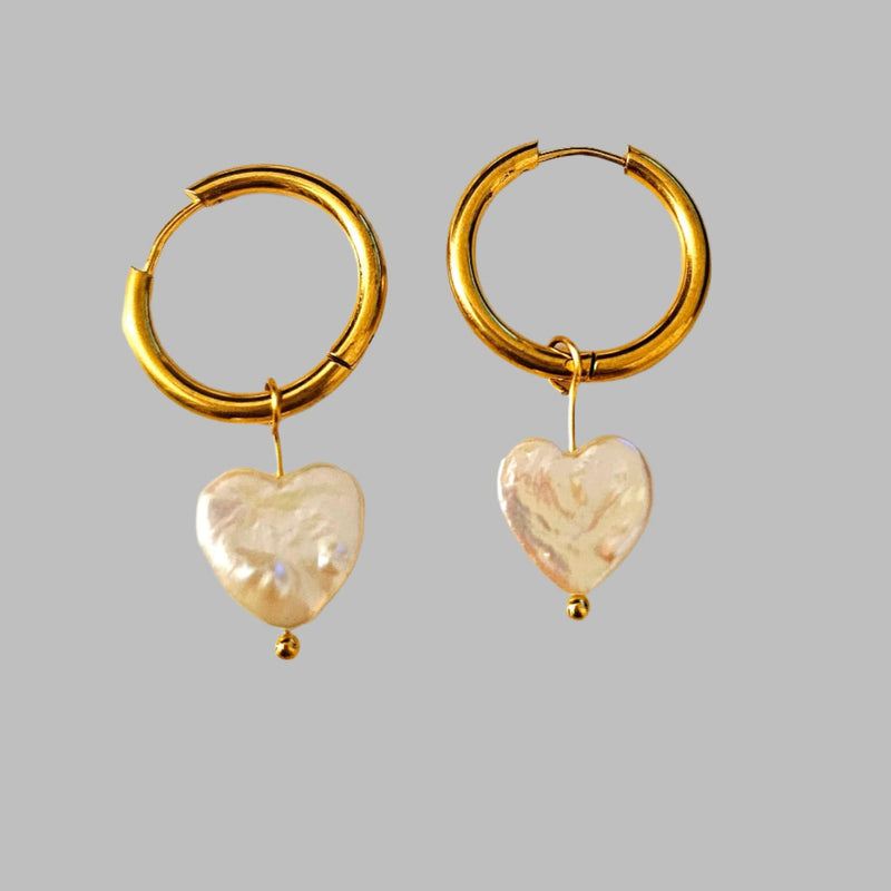 Heart-Shaped Pearl Earrings