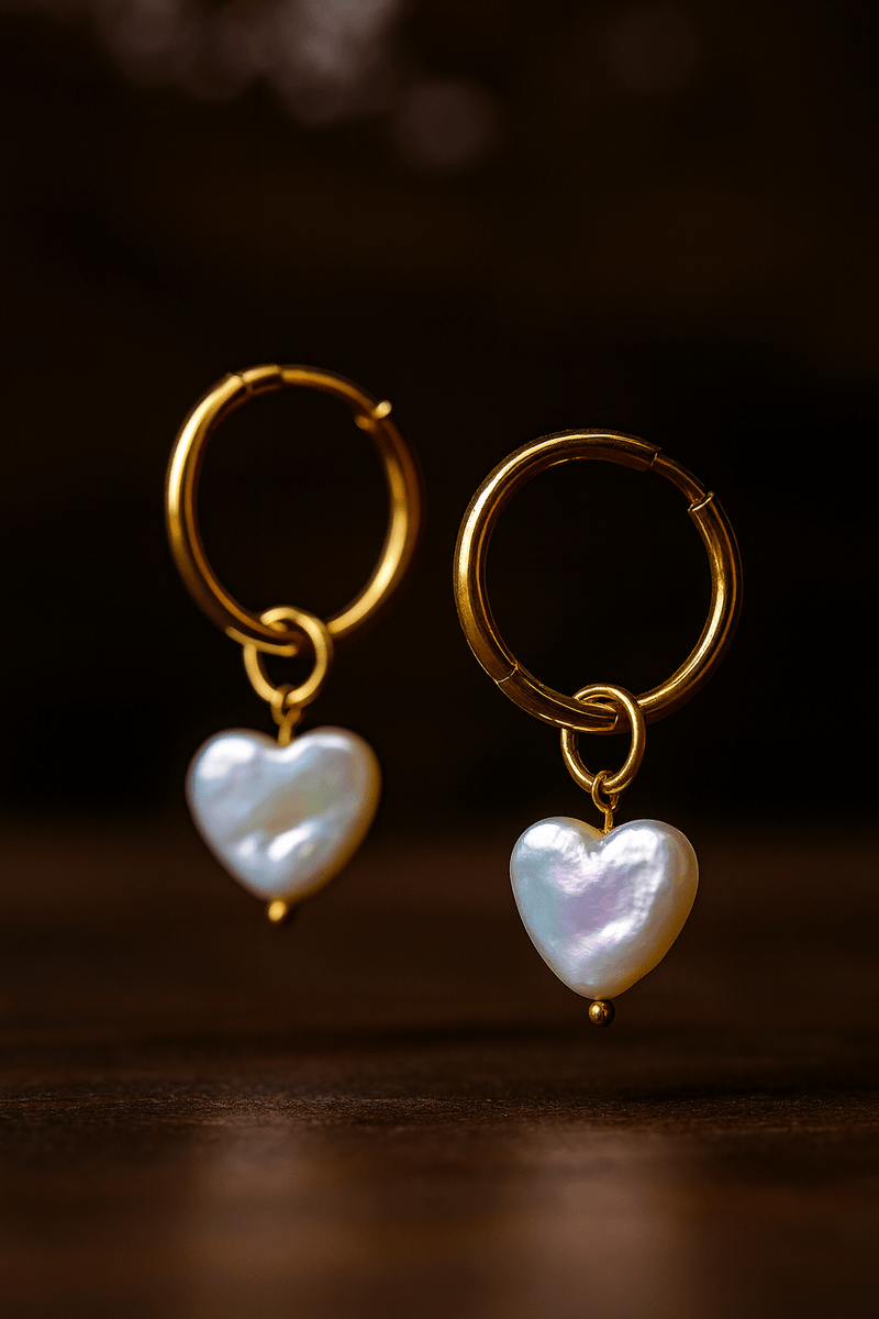 Heart-Shaped Pearl Earrings