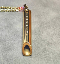 Anxious Breathe Necklace, Gold Breathing Tube Pendant, Anxiety Relief Jewelry Gift