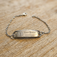 Custom Medical ID Link Bracelet in Silver-Color Stainless Steel