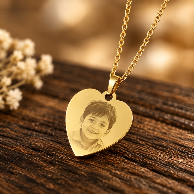 Custom Photo Engraved Heart Necklace