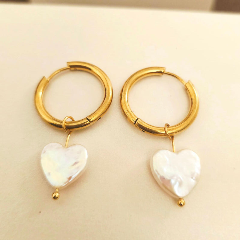 Heart-Shaped Pearl Earrings