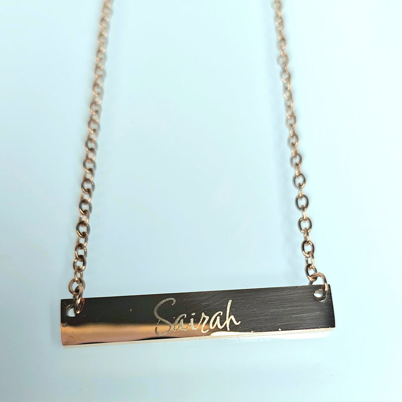 Engraved Bar Nameplate Necklace