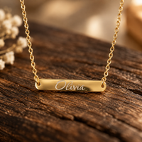 Minimalist Engraved Bar Name Necklace