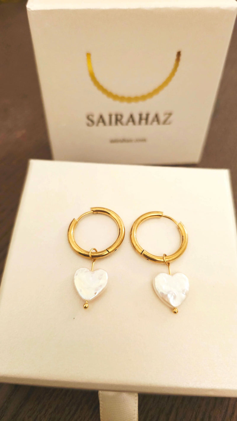 Heart-Shaped Pearl Earrings