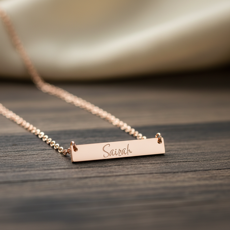 Engraved Bar Nameplate Necklace