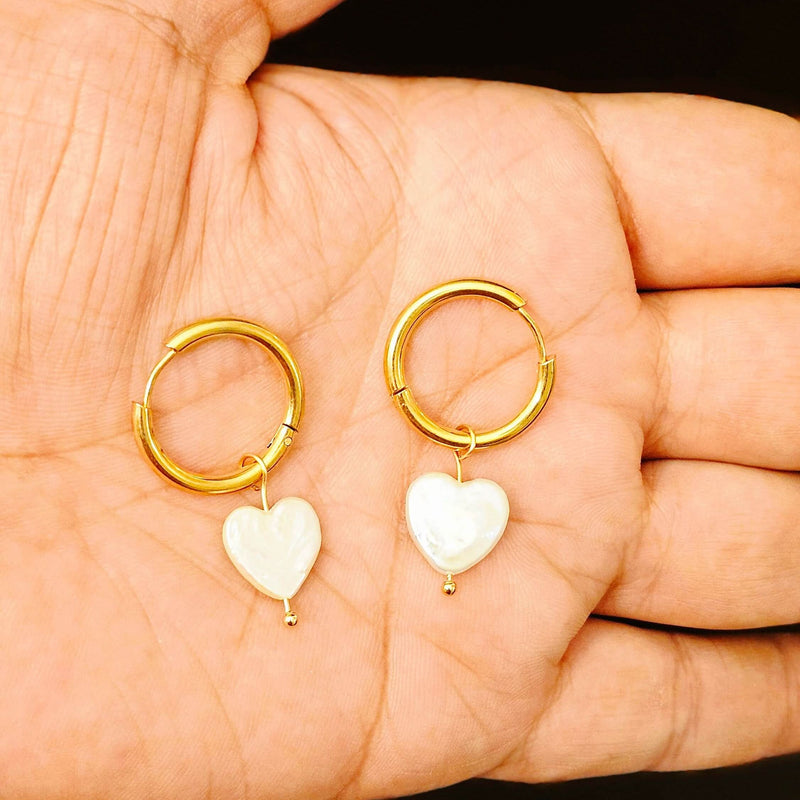 Heart-Shaped Pearl Earrings