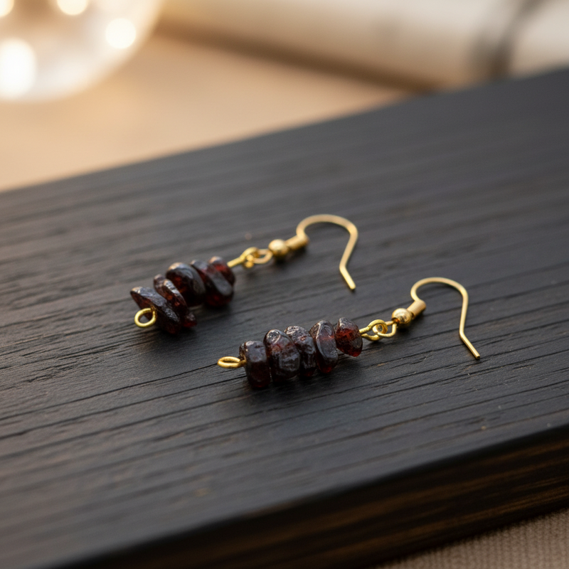 Handmade Garnet Birthstone Earrings – January Birthstone Dangle Earrings