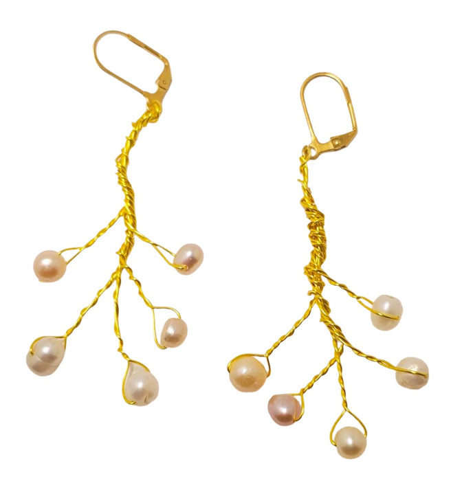 5 pearl Handmade earrings