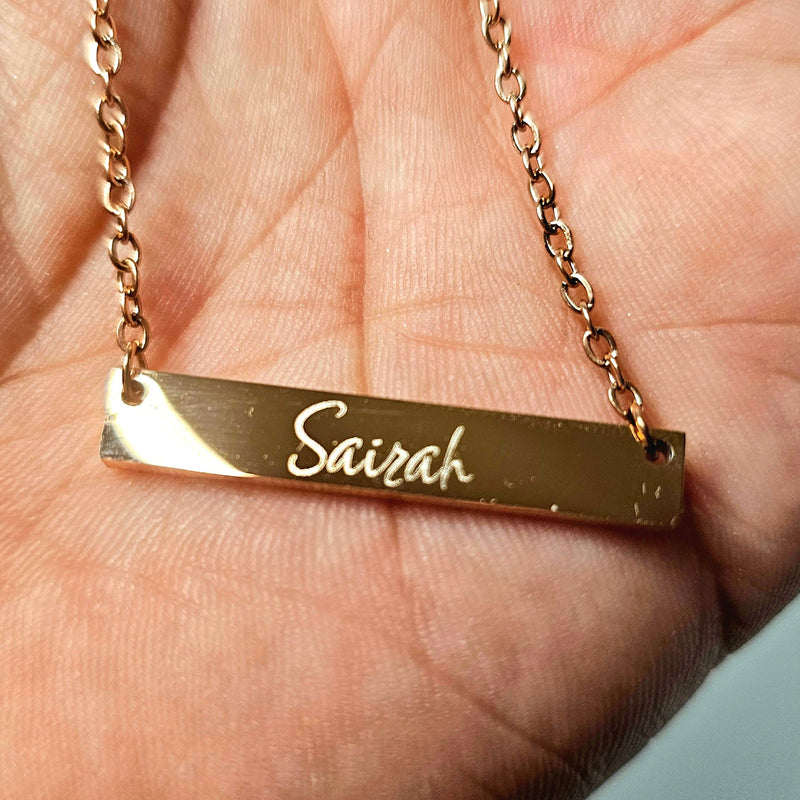 Engraved Bar Nameplate Necklace