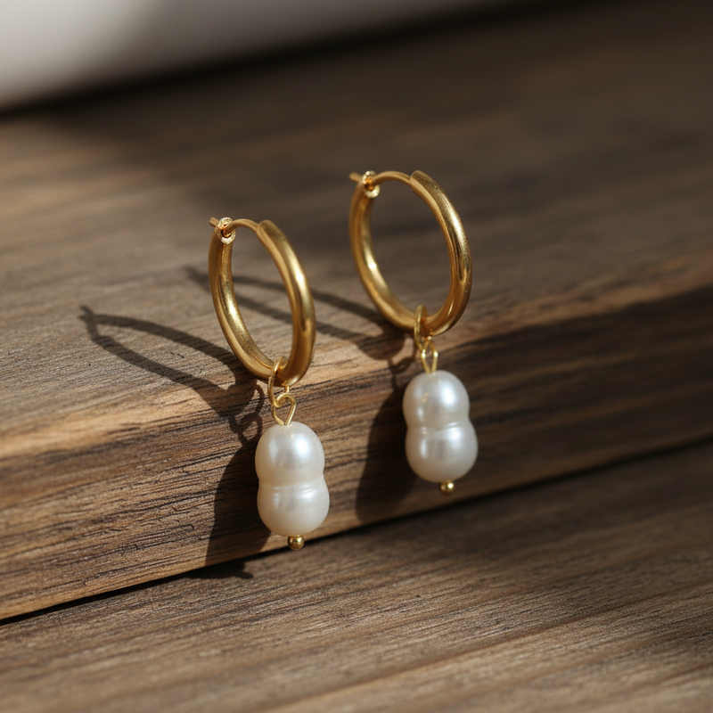 Dangle Baroque Peanut Shape Pearl Earrings
