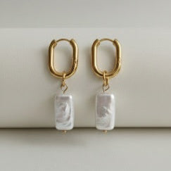 Dangle Dainty Baroque White Pearl Earrings