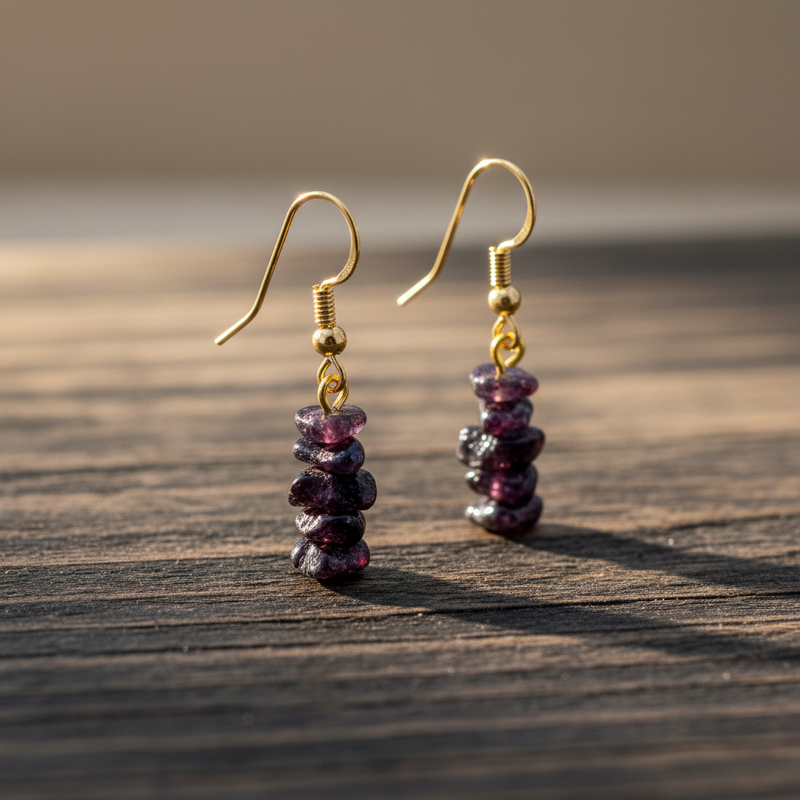 Handmade Garnet Birthstone Earrings – January Birthstone Dangle Earrings