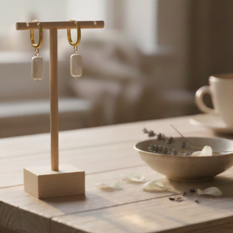 Dangle Dainty Baroque White Pearl Earrings