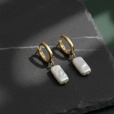 Dangle Dainty Baroque White Pearl Earrings
