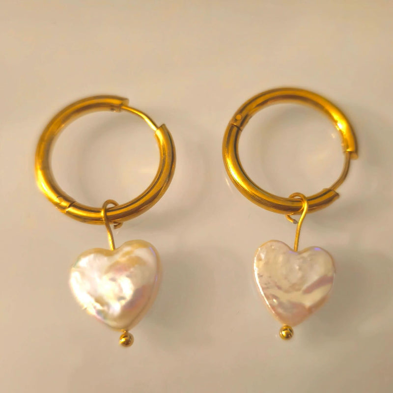 Heart-Shaped Pearl Earrings