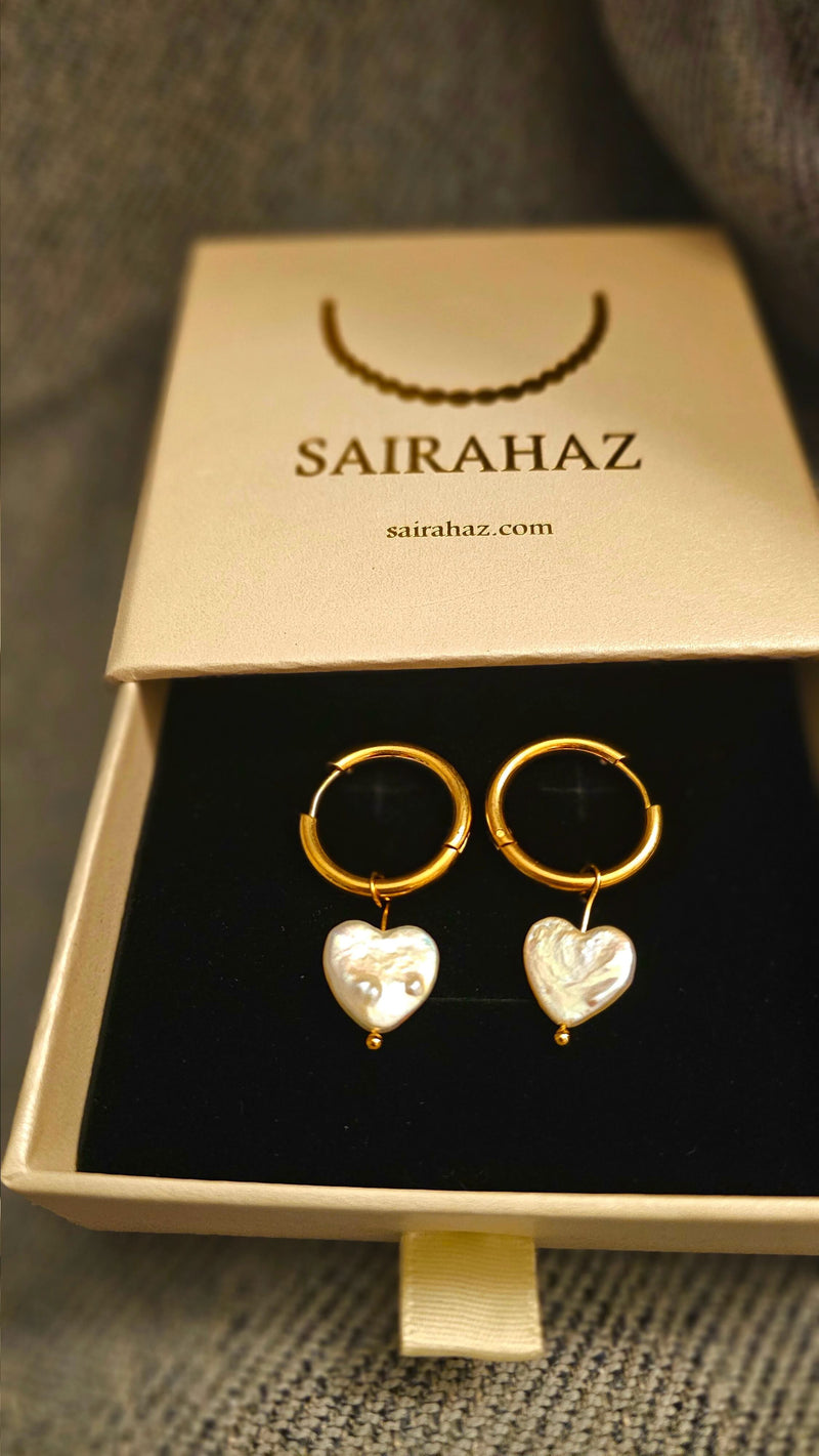 Heart-Shaped Pearl Earrings