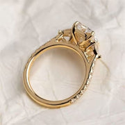 Elongated Cushion Trilogy Engagement Diamond Ring 14K & 18K Gold-Rings-Sairahaz Jewelers