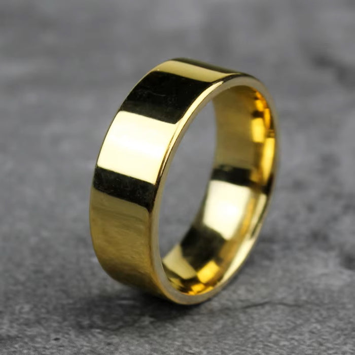 Comfort Fit 18Kt Gold IP Plain Stainless Steel Ring