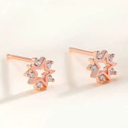 Sterling Silver Star CZ Stud Earrings: Celestial Elegance with Five Sparkling Gems-Earring-Sairahaz Jewelers
