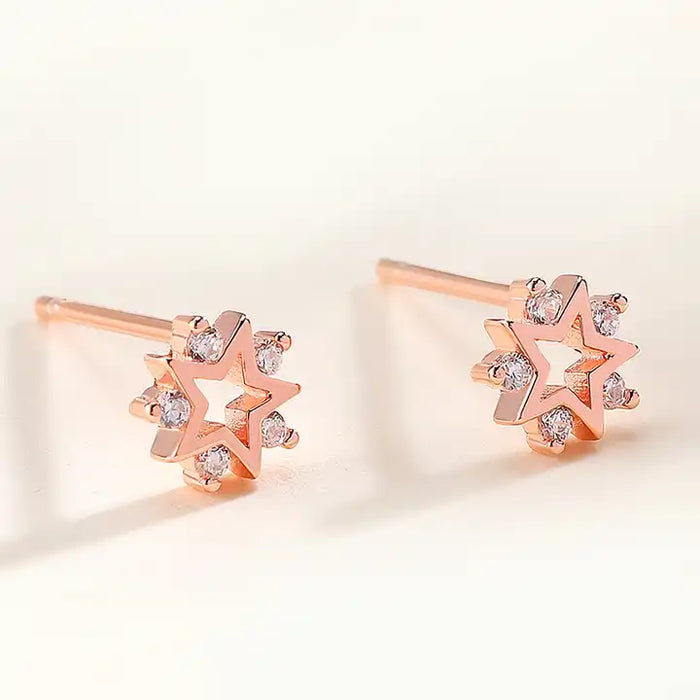 Sterling Silver Star CZ Stud Earrings: Celestial Elegance with Five Sparkling Gems