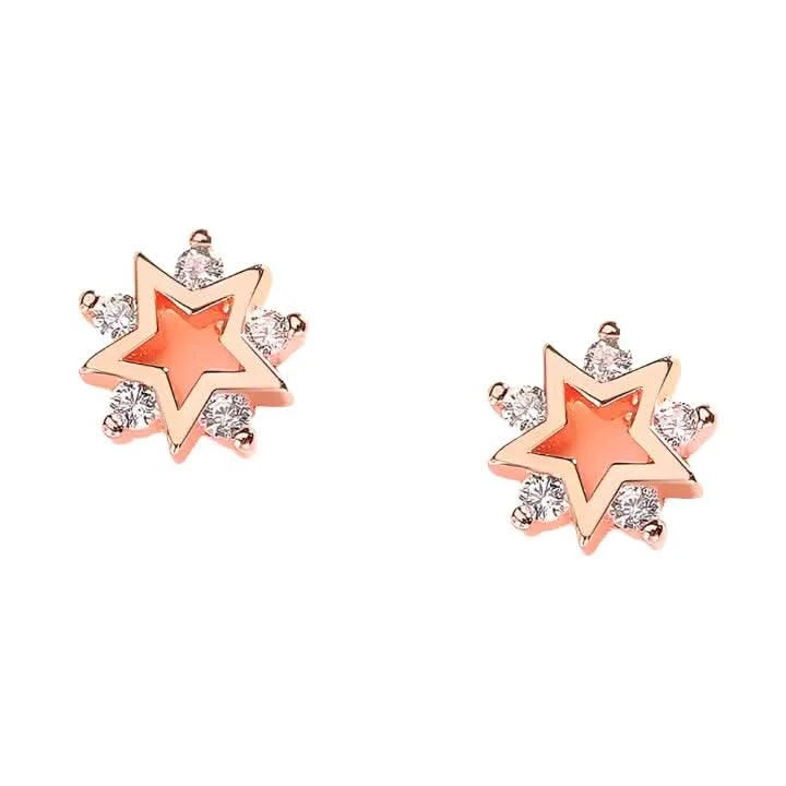 "Sterling Silver Star CZ Stud Earrings: Celestial Elegance with Five Sparkling Gems"