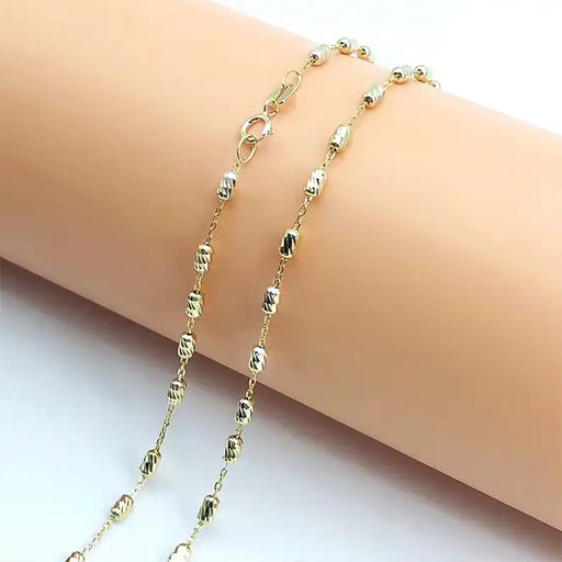 Fancy Beads Chain Diamond-cut Sparkle Necklace Minimalist-chain-Sairahaz Jewelers