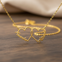 Two Hearts Customized Name Necklace - view 1